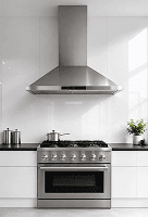 White kitchen chimney and stove